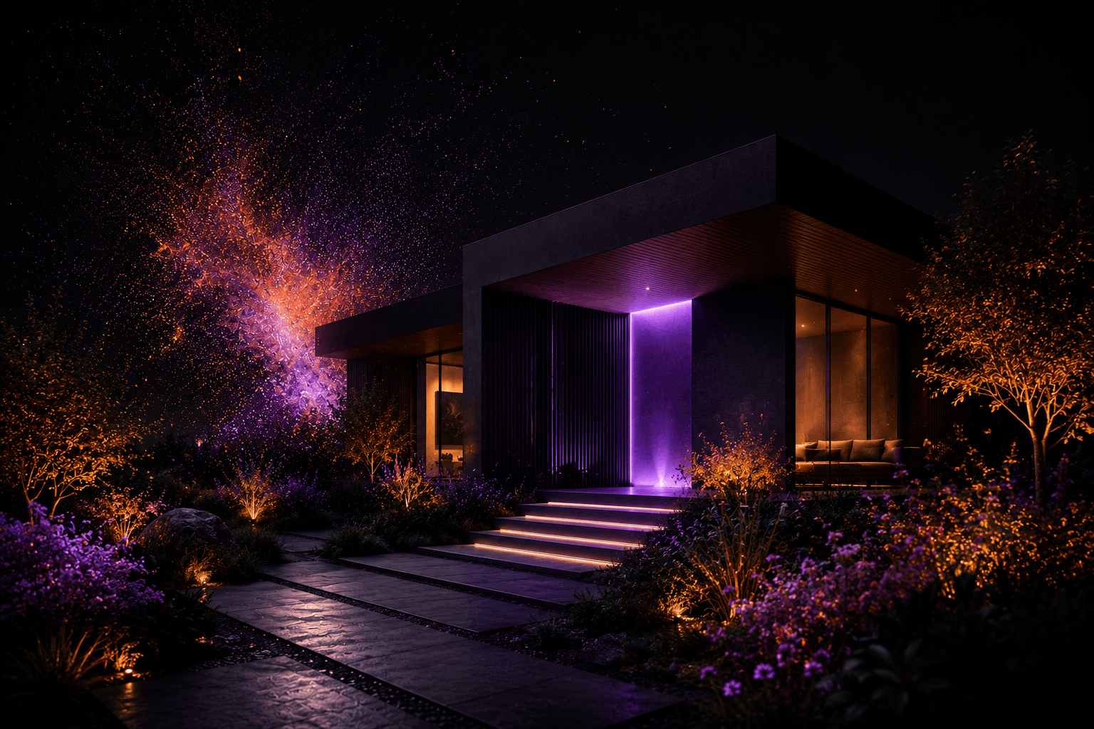 Casita Labs smart home at night